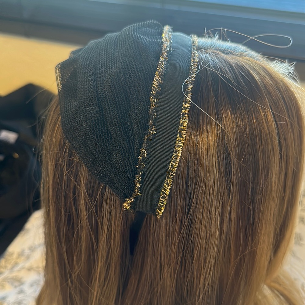 Handmade headband gold and black